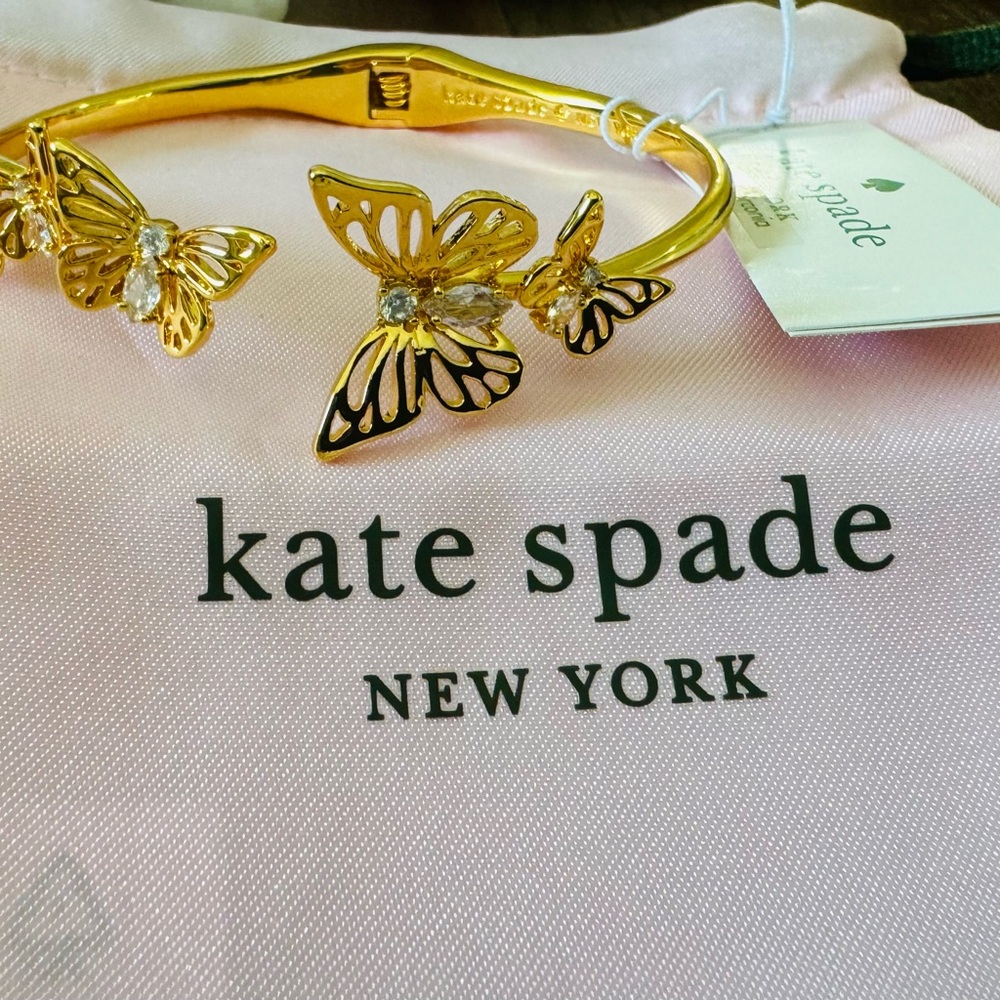 Kate Spade Gold Social Butterfly Open Hinge Cuff - Picture 4 of 5